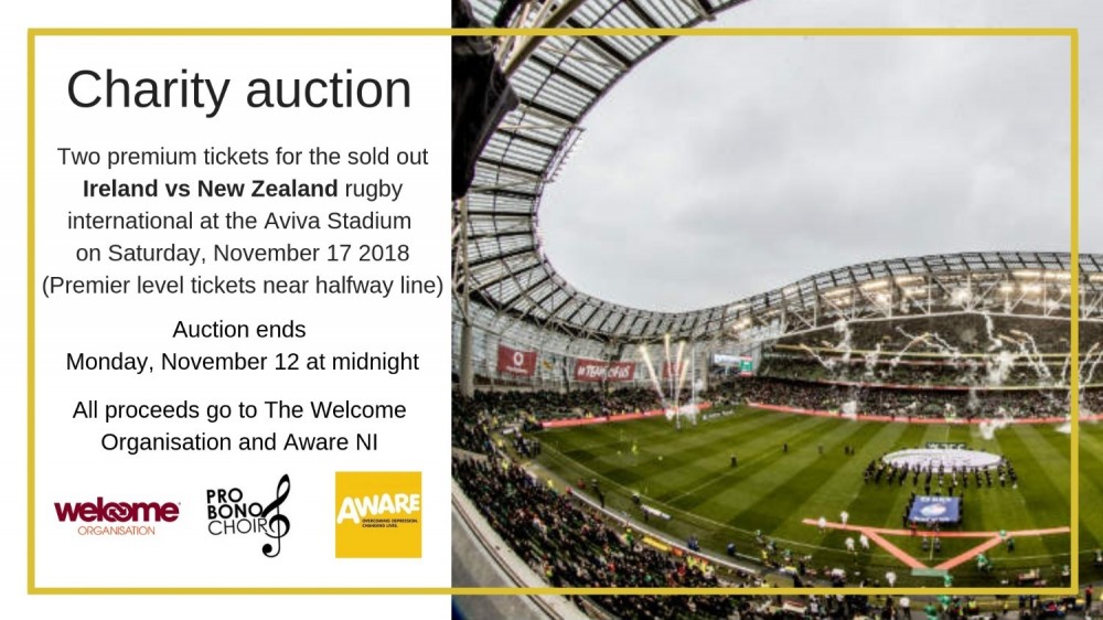 Charity Auction: Premium tickets for Ireland vs New Zealand 