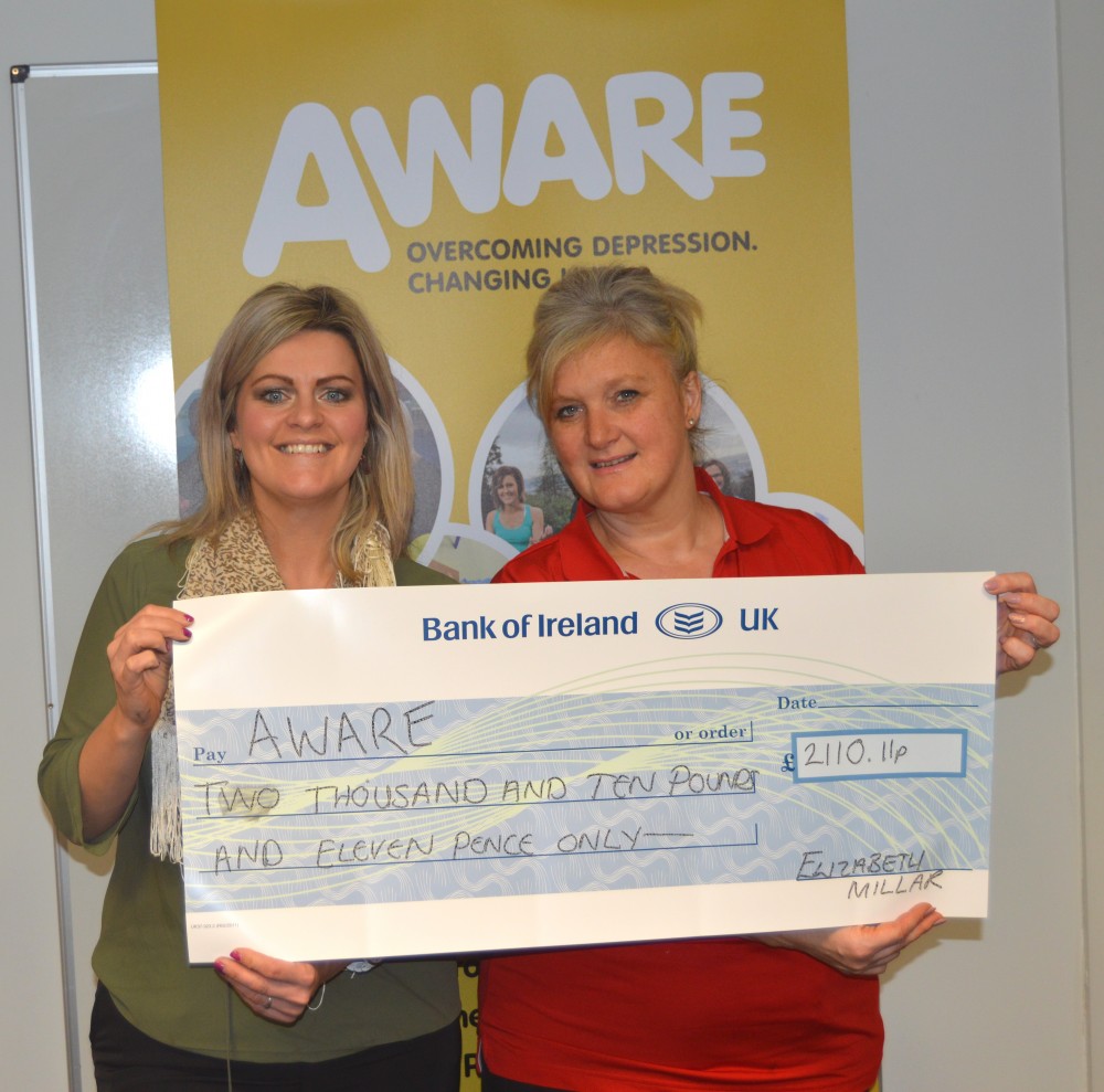 Belfast woman raises &pound;2000 for mental health charity AWARE