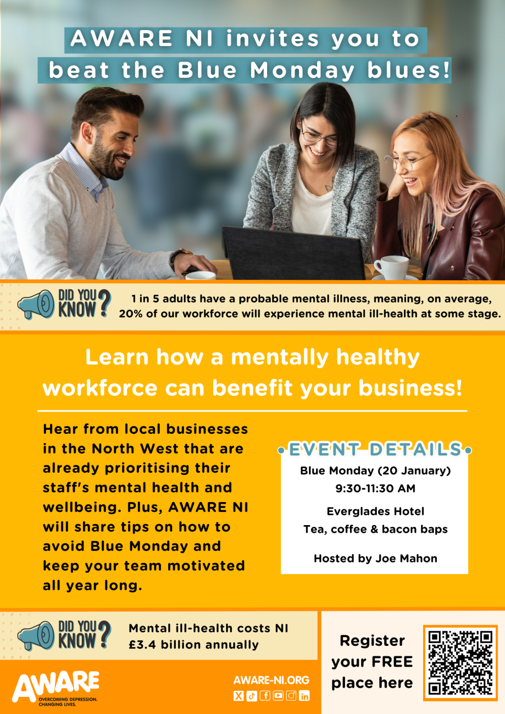 AWARE NI invite you to a Breakfast Seminar on Blue&nbsp;Monday - 20th&nbsp;January 2025&nbsp;in the Everglades Hotel&nbsp;  &nbsp;